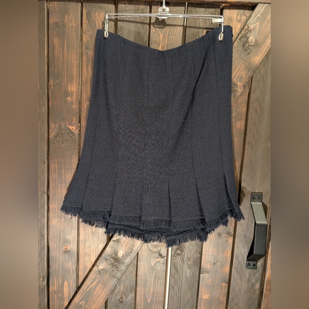 Valentino Navy Fringe Mini Skirt